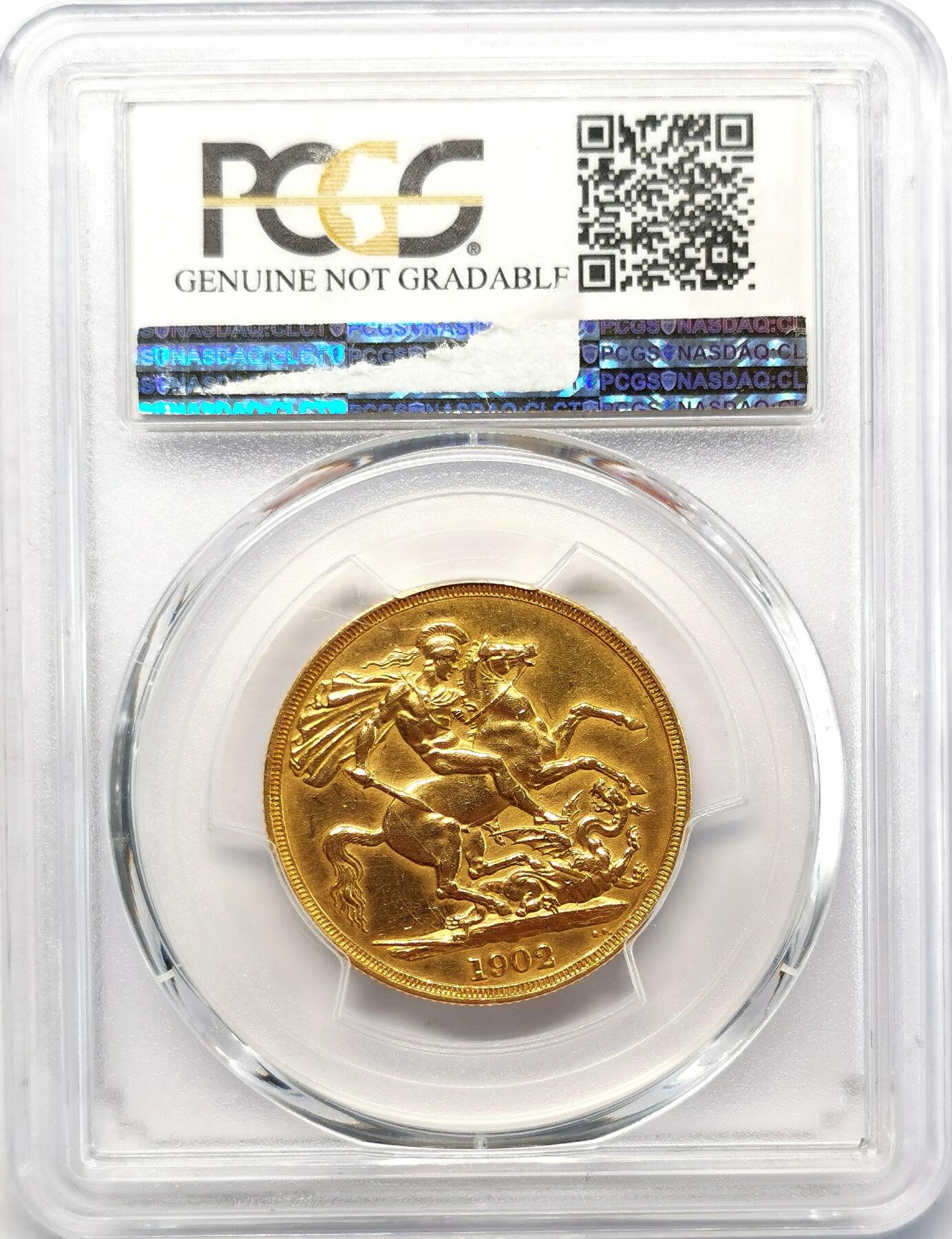 凡希社世界钱币微拍第二百六十八期 1902英国爱七2索维林金币PCGS-AUD，15.976g，917金