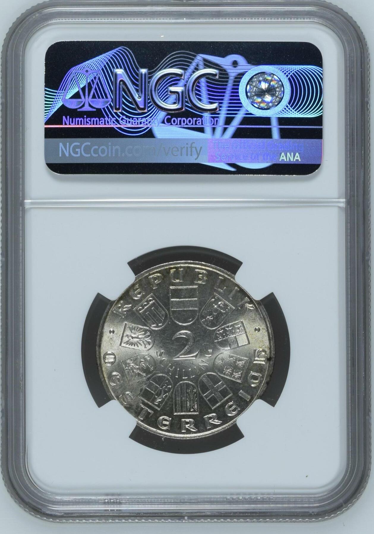 长老汇龙年精选第四场 (1933) 奥地利总理赛佩尔博士2先令银币，NGC MS63分，更高分仅有12枚