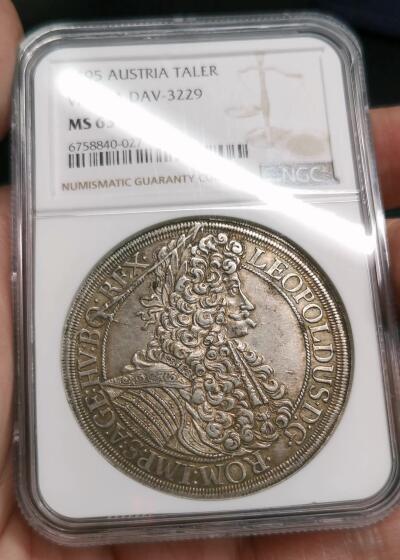 凡希社世界钱币微拍第二百六十八期 荐！1695神罗利奥波德戎装波浪卷泰勒大银NGC-MS63，N唯一冠军分！