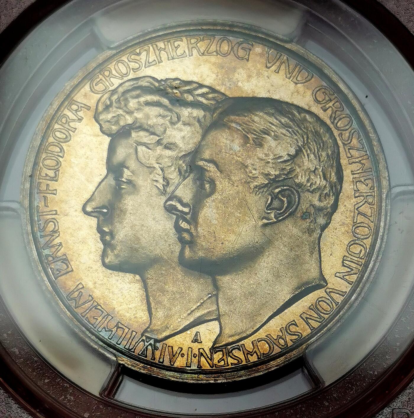 凡希社世界钱币微拍第二百六十八期 荐！1910萨克森-魏玛-爱森纳赫3马克精铸PCGS-PR64