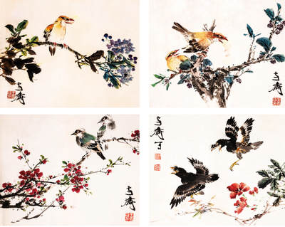 2024贵州聚宝轩春季拍卖会 - 近代王雪涛  花鸟四开 规格：27cm*34cm*4