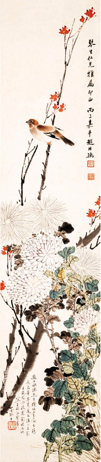 2024贵州聚宝轩春季拍卖会 - 近代赵叔孺  花鸟 立轴规格：94cm*20cm