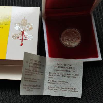 道一币馆币章第六十三场 - 原盒证 梵蒂冈1995年国际妇女年500里拉银币