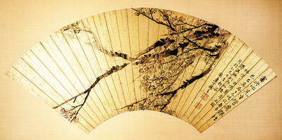 2024贵州聚宝轩春季拍卖会 - 近代丁辅之 梅花 扇面规格：48cm*18cm，