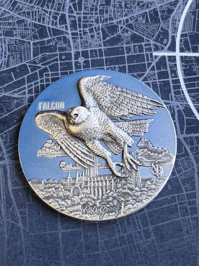 【海寕潮】拍卖第109期 - 【海寧潮】贝宁2022年城市猎人系列猎鹰3盎司仿古彩银币原价3500元