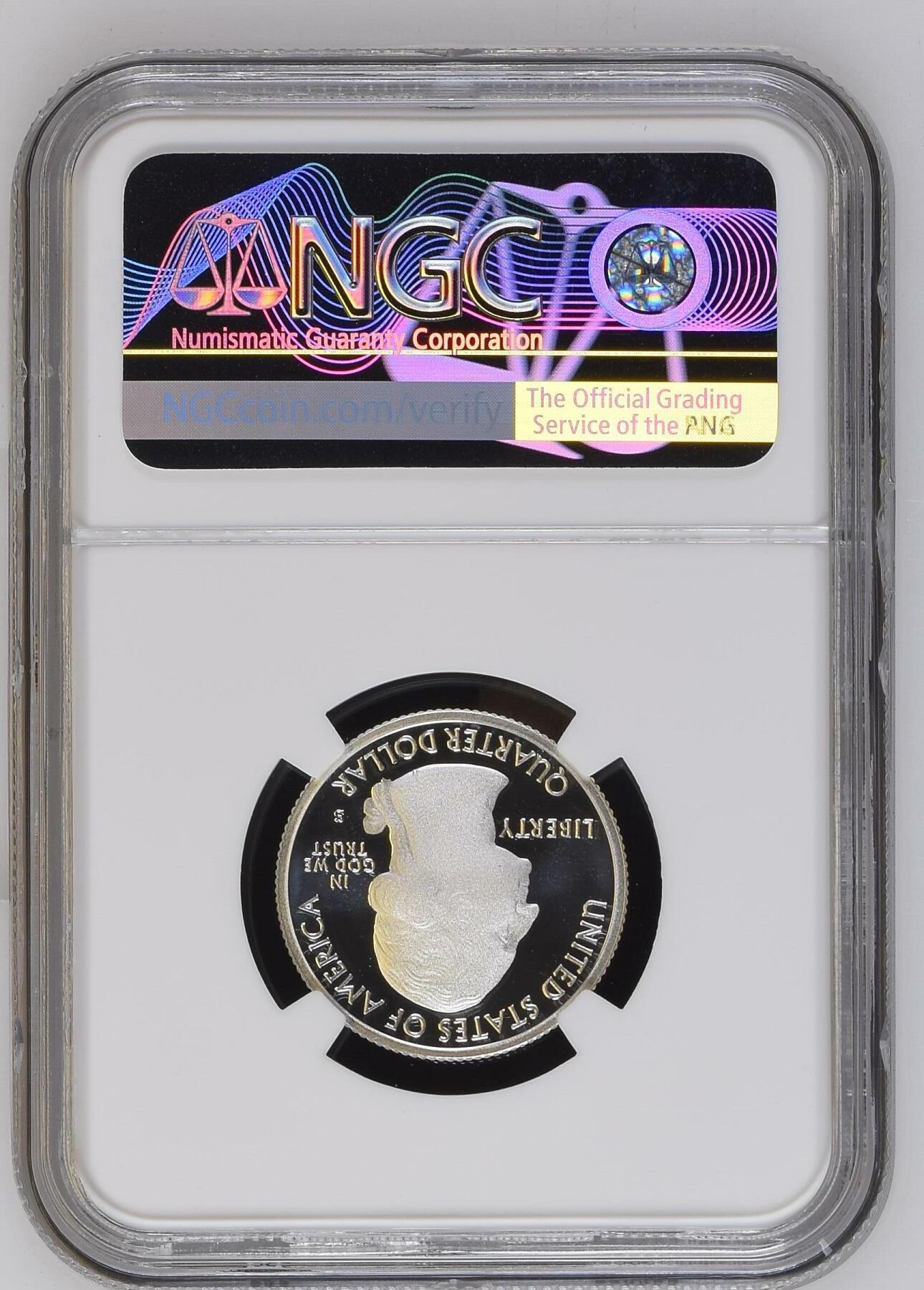 长老汇龙年精选第四场 2018 S  美国布洛克岛25美分精制银币，NGC PF70UC，首日标