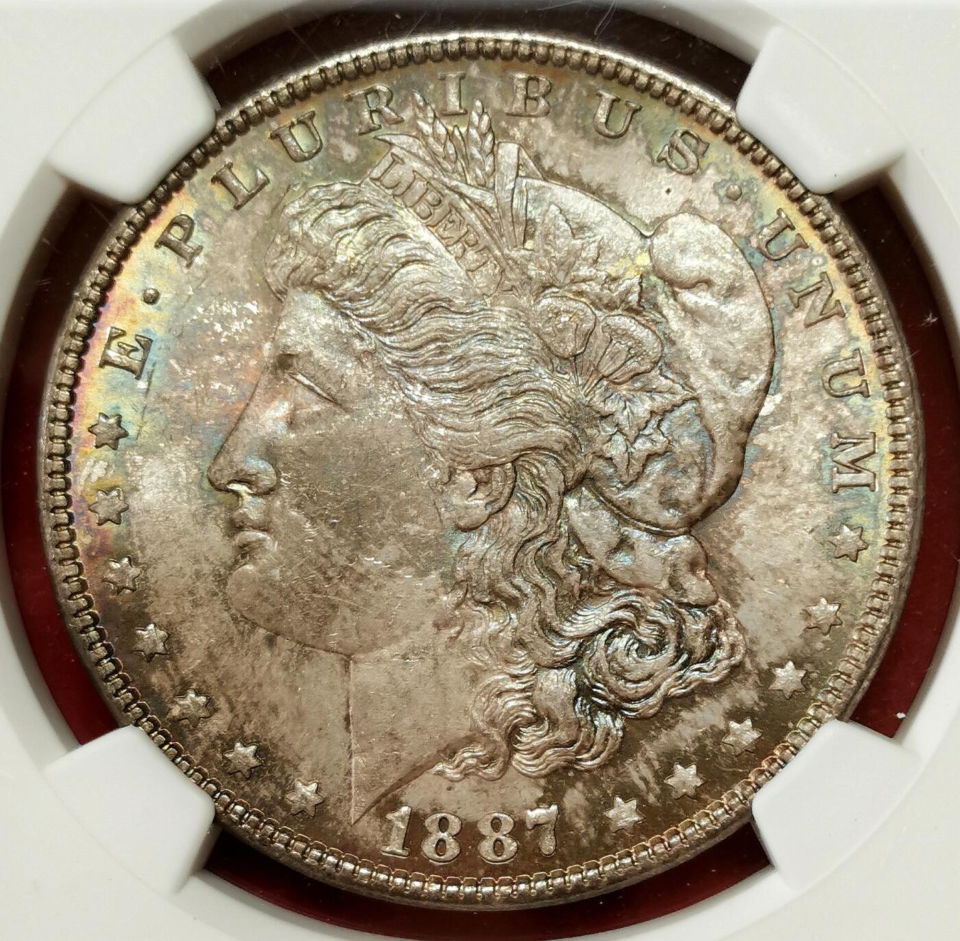 凡希社世界钱币微拍第二百六十八期 荐！1887美国摩根壹元NGC-MS66，淡雅间彩，顶级底板，收藏级！