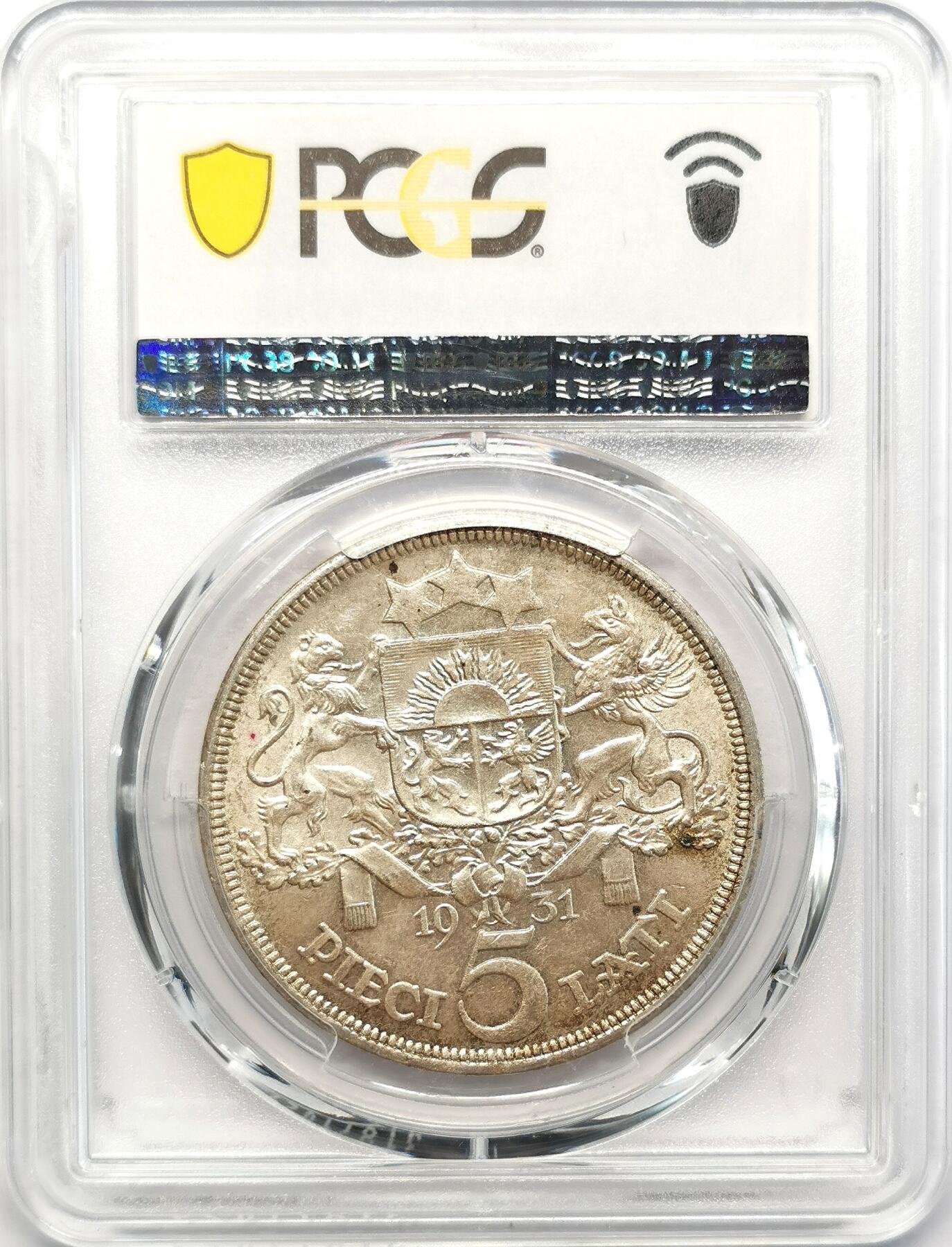 凡希社世界钱币微拍第二百六十八期 1931拉脱维亚民族少女5Lat大银PCGS-MS63