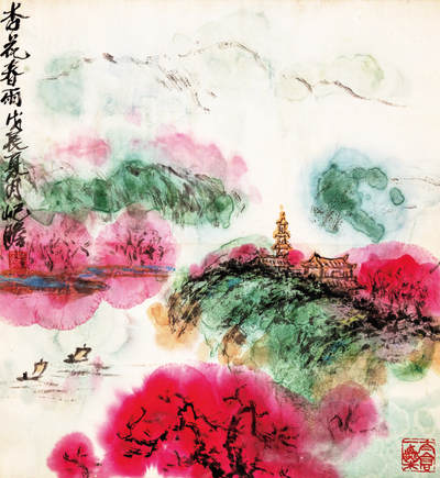 2024贵州聚宝轩春季拍卖会 - 近代朱屺瞻 杏花春雨 立轴规格：42cm*38cm