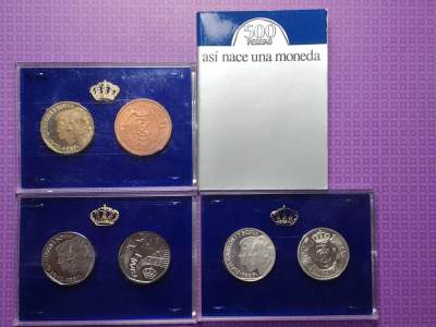 布加迪🐬～世界钱币🌾第 115 期 /  各国银币/套币/散币 - 西班牙🇪🇸 造币厂发行的1987年500比塞塔制造专辑，内含一枚500比塞塔流通币和两枚单面银币样币(正反4枚)以及一枚章，较少见品种