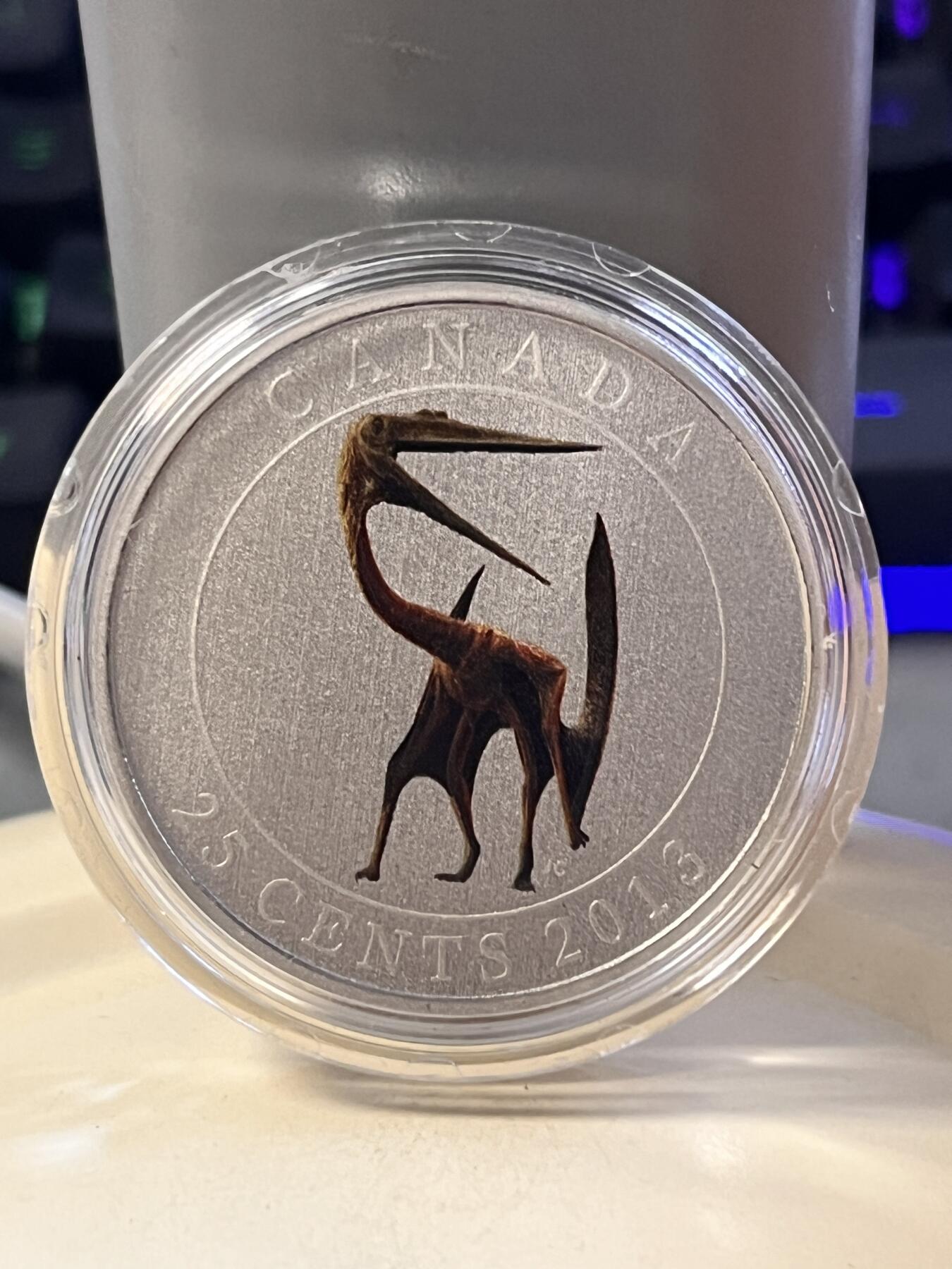 第180期拍卖【长期征集拍品】【北京币展专场】 【海寧潮】加拿大2013年夜光恐龙翼龙荧光纪念币