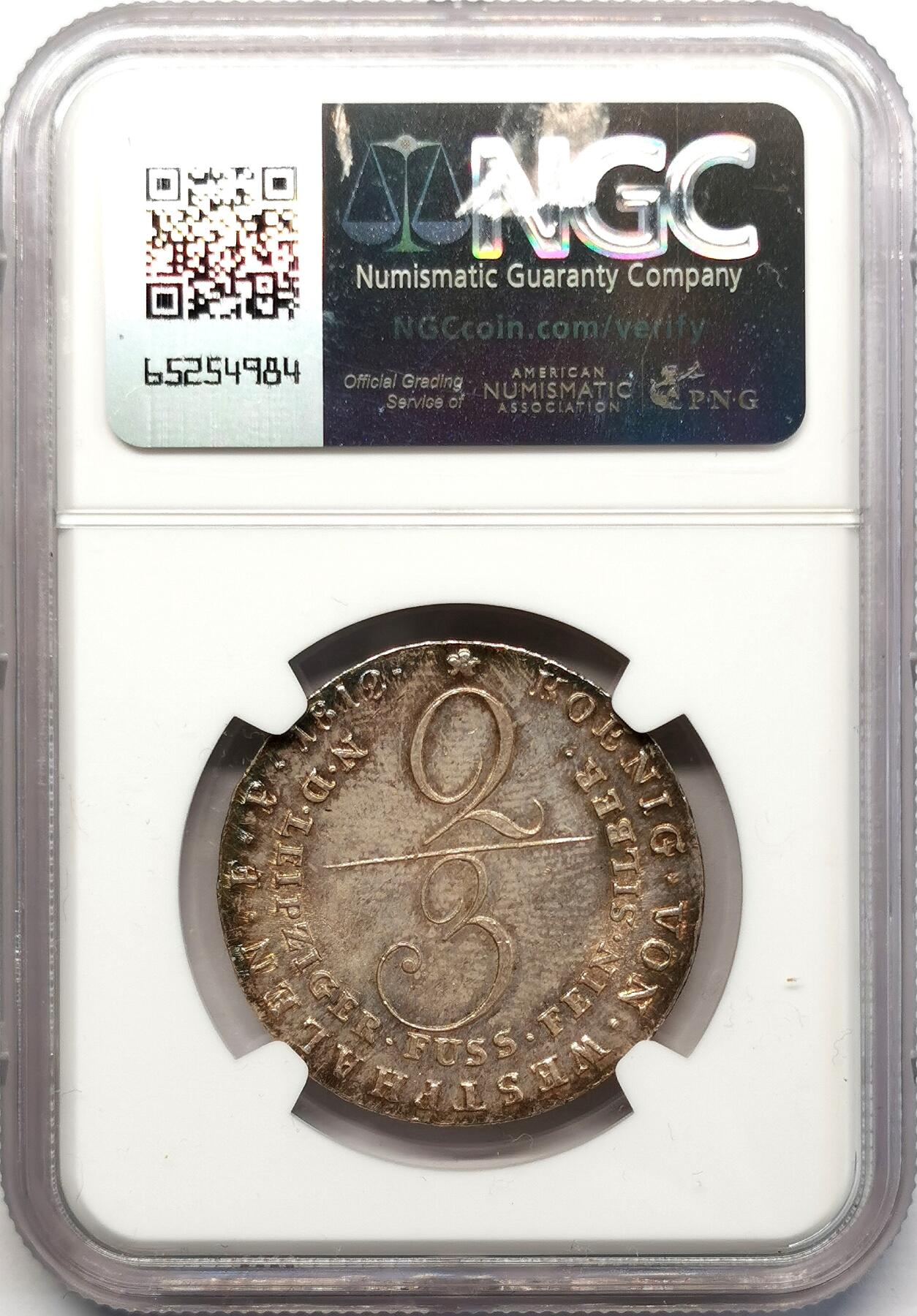 凡希社世界钱币微拍第二百六十八期 1812C威斯特伐利亚热罗姆拿破仑2/3泰勒NGC-MS62