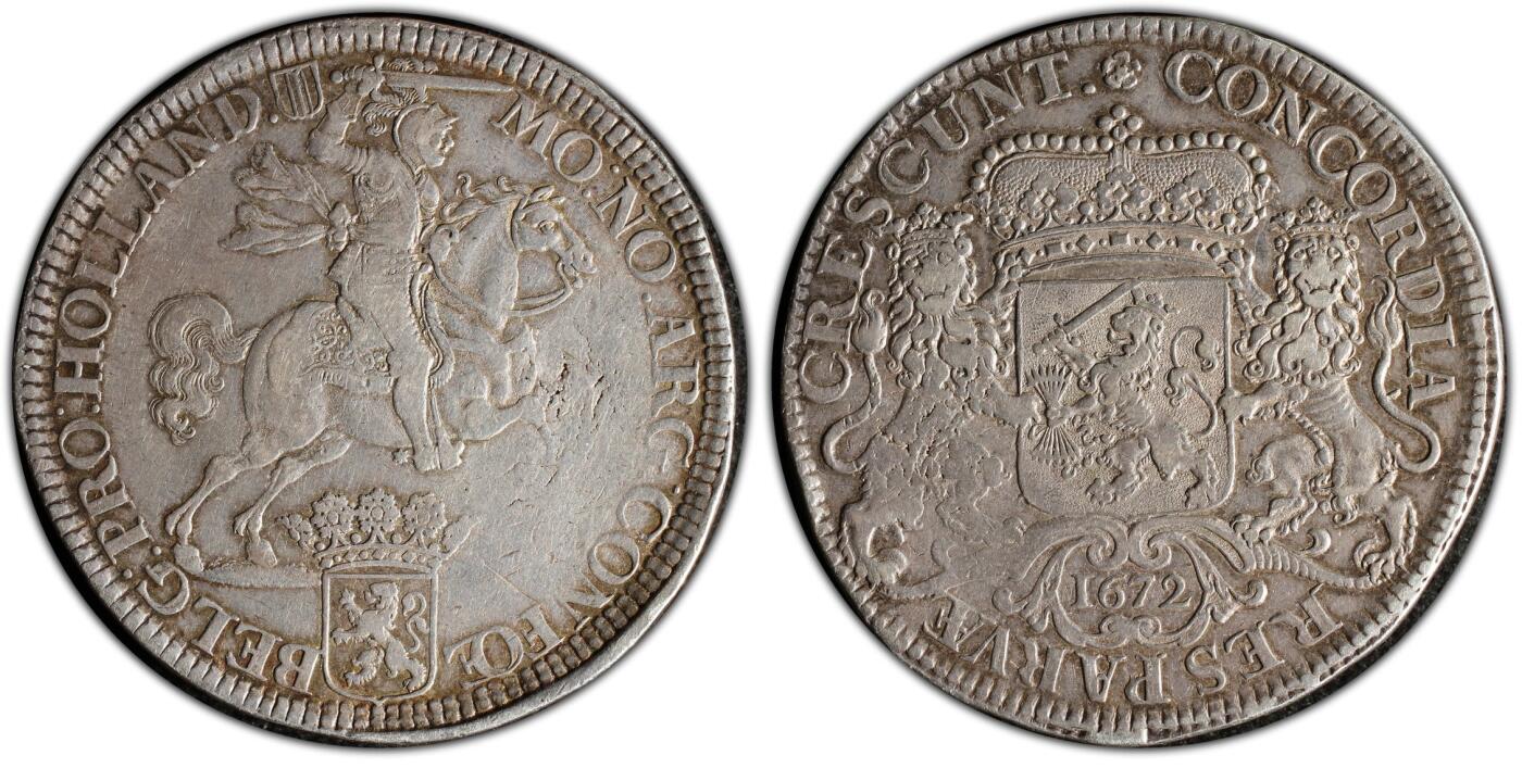 PCGS-XF45 1672荷兰大马剑1杜卡特 加厚亚军分 原味稀有