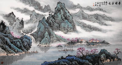 2024贵州聚宝轩春季拍卖会 - 近代何承锡  山水 规格：97cm*177cm，