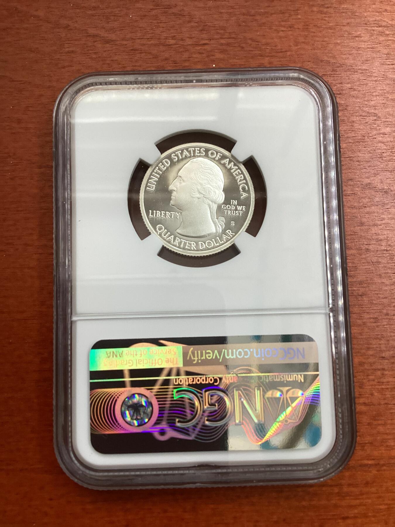 长老汇龙年精选第四场 2018 S 美国船夫国家公园25美分精制银币，NGC PF70UC，首日标
