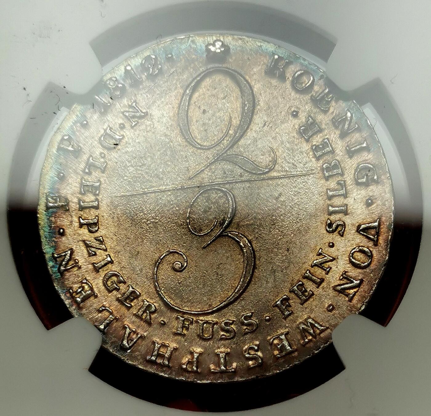 凡希社世界钱币微拍第二百六十八期 1812C威斯特伐利亚热罗姆拿破仑2/3泰勒NGC-MS62