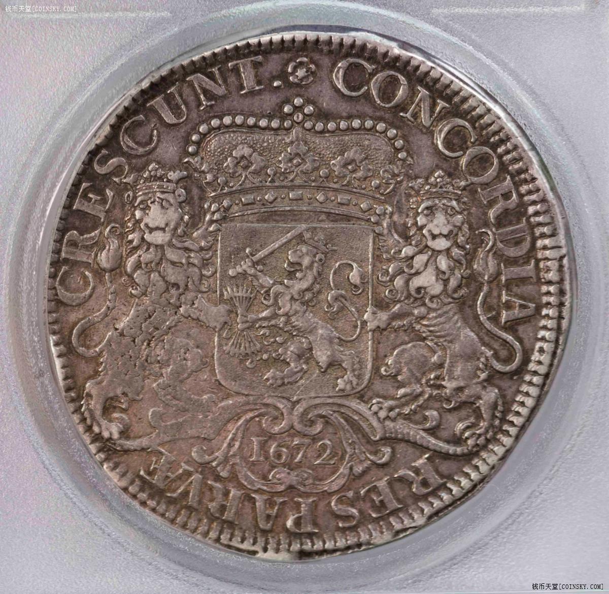 PCGS-XF45 1672荷兰大马剑1杜卡特 加厚亚军分 原味稀有