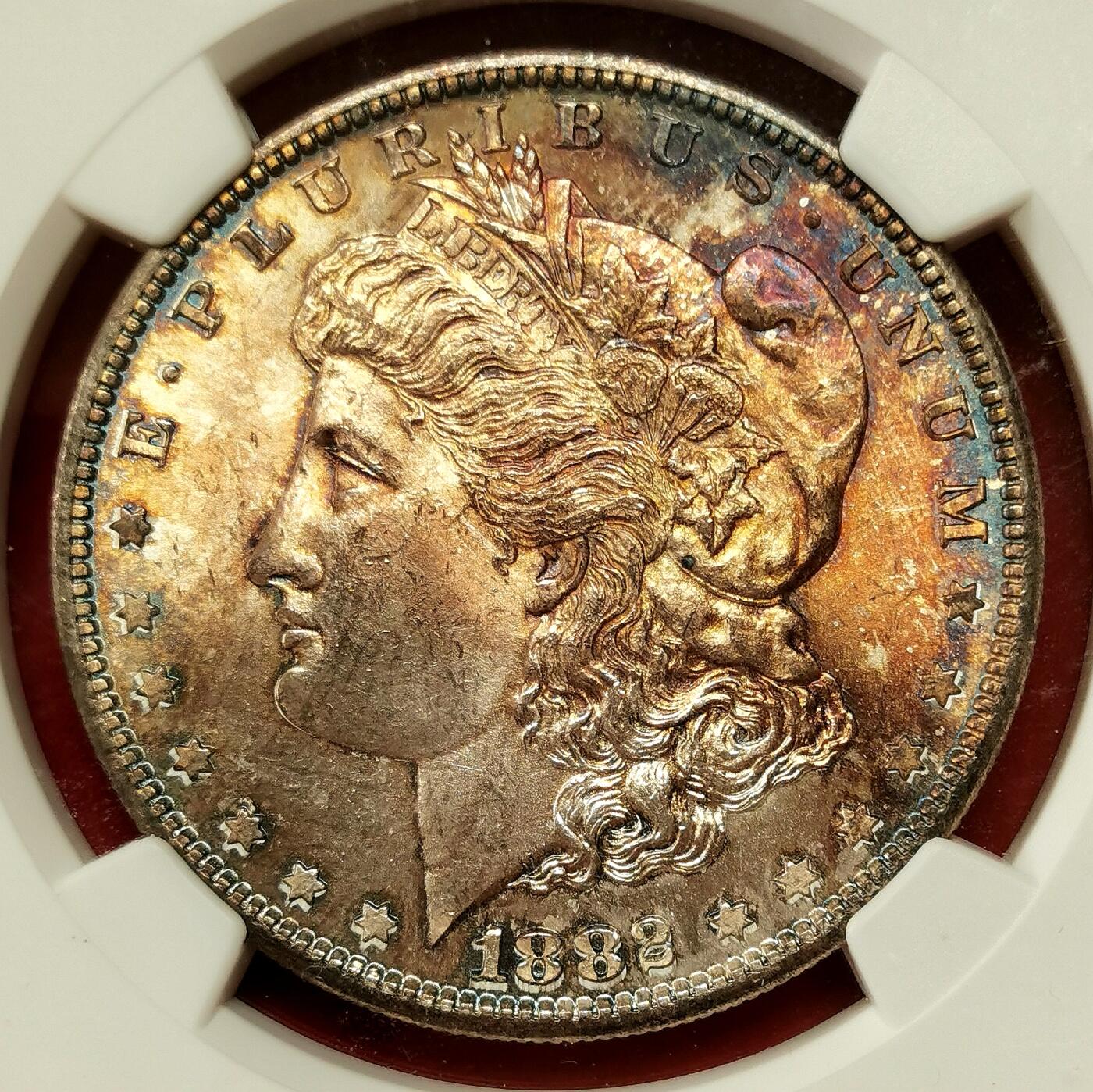 凡希社世界钱币微拍第二百六十八期 1882S美国摩根壹元NGC-MS64，铁锈红包浆，实物美不胜收的藏家品质！