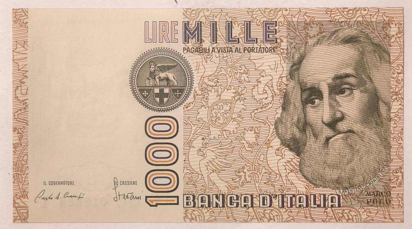 紫瑗钱币——第347期拍卖——纸币场 意大利 1982年 达·芬奇 1000里拉 UNC