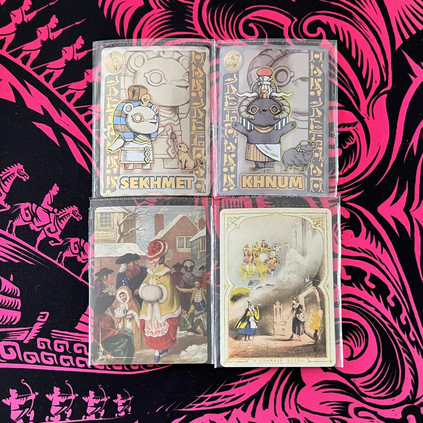 锦色铺子的卡拍 第二十一场  瞎拍瞎卖  卡游 大英博物馆 木版画2张 人物2张 微弯