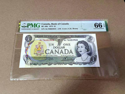【Blue Auction】✨世界纸币精拍第474期【精】 - 加拿大 1973年1元 PMG66EPQ 女王