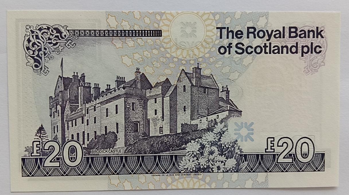 精品钱币第28场 全新UNC苏格兰20镑大卷毛百位小号稀少