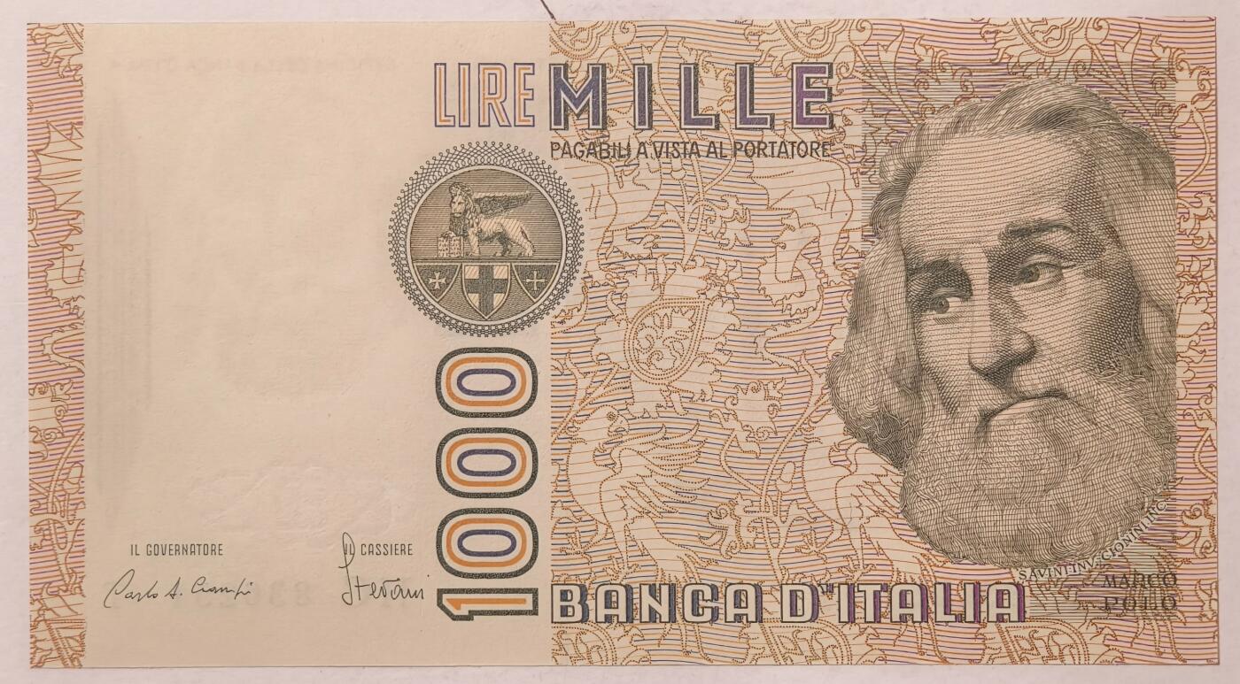 紫瑗钱币——第375期拍卖——纸币场 意大利 1982年 达·芬奇 1000里拉 UNC