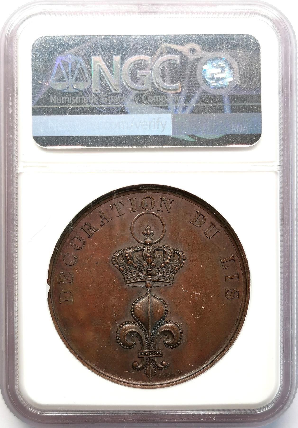 凡希社世界钱币微拍第二百六十八期 十九世纪初法国路易十八军装像纪念铜章NGC-MS61