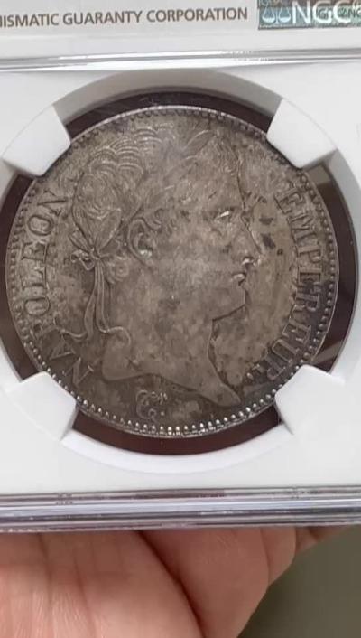 NGC-MS63 1815B法国百日王朝5法郎大银冠军唯一MS
