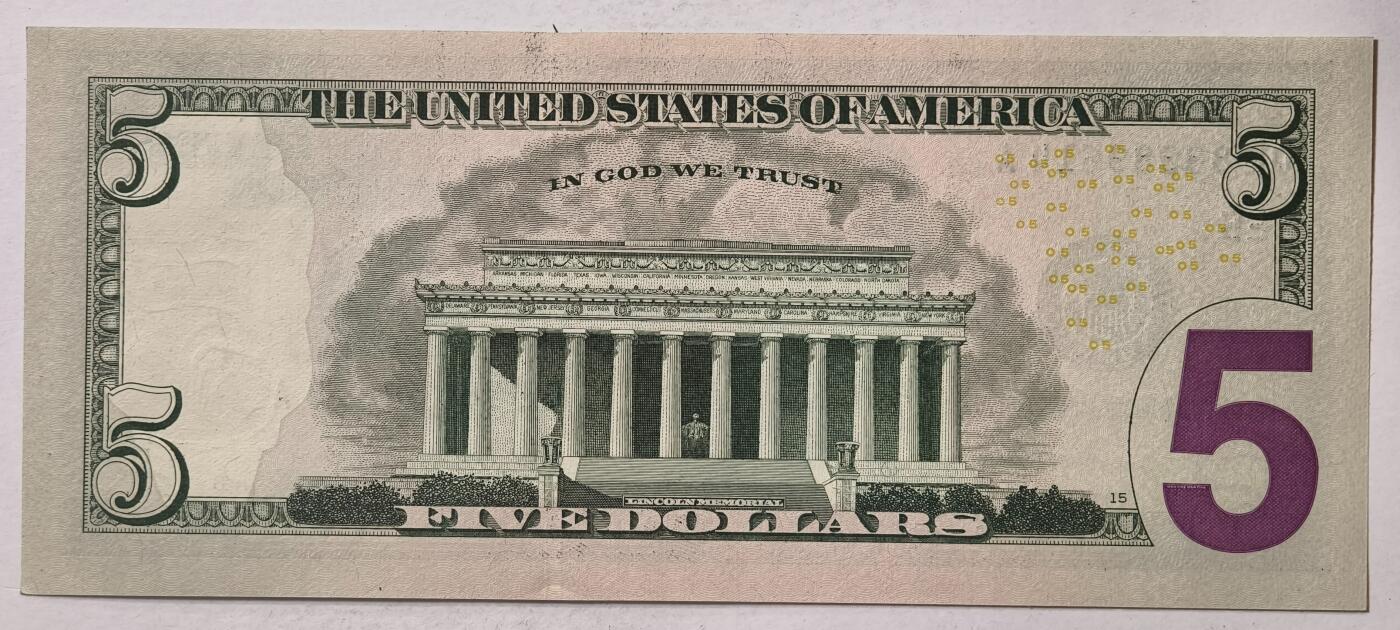 紫瑗钱币——第347期拍卖——纸币场 美国 2021年 E版 无序列 亚伯拉罕·林肯 5美元 彩色版 UNC