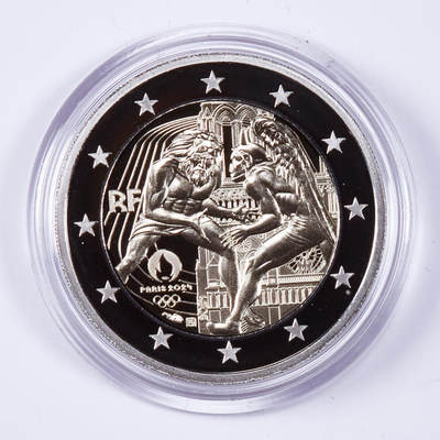 S&S Numismatic世界钱币-拍卖 第82期 - 法国2024年 巴黎奥运会 2欧元双色精制纪念币 盒证齐全