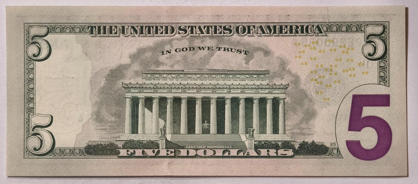 紫瑗钱币——第347期拍卖——纸币场 美国 2017年 D版 A序列 亚伯拉罕·林肯 5美元 彩色版 UNC