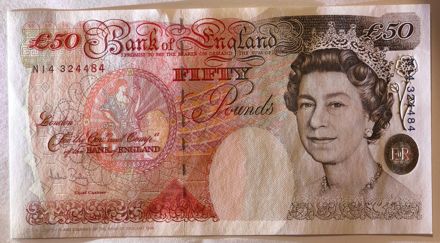 紫瑗钱币——第375期拍卖——纸币场 英国 1994年 E序列 英格兰银行第一任行长 约翰·霍布伦 50英镑 UNC