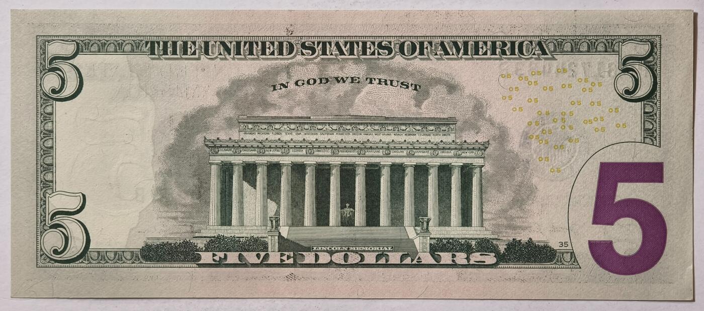 紫瑗钱币——第347期拍卖——纸币场 美国 2017年 F版 A序列 亚伯拉罕·林肯 5美元 彩色版 UNC