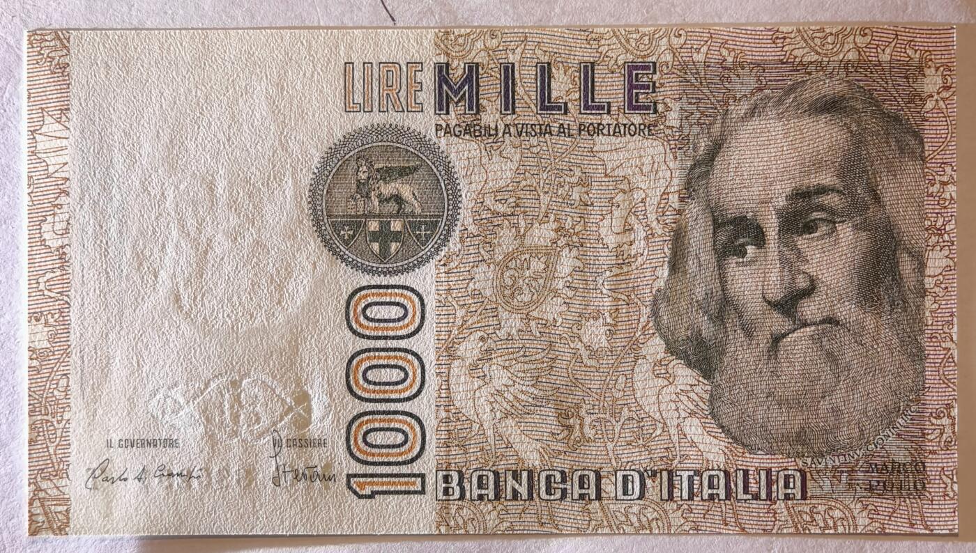 紫瑗钱币——第375期拍卖——纸币场 意大利 1982年 达·芬奇 1000里拉 UNC