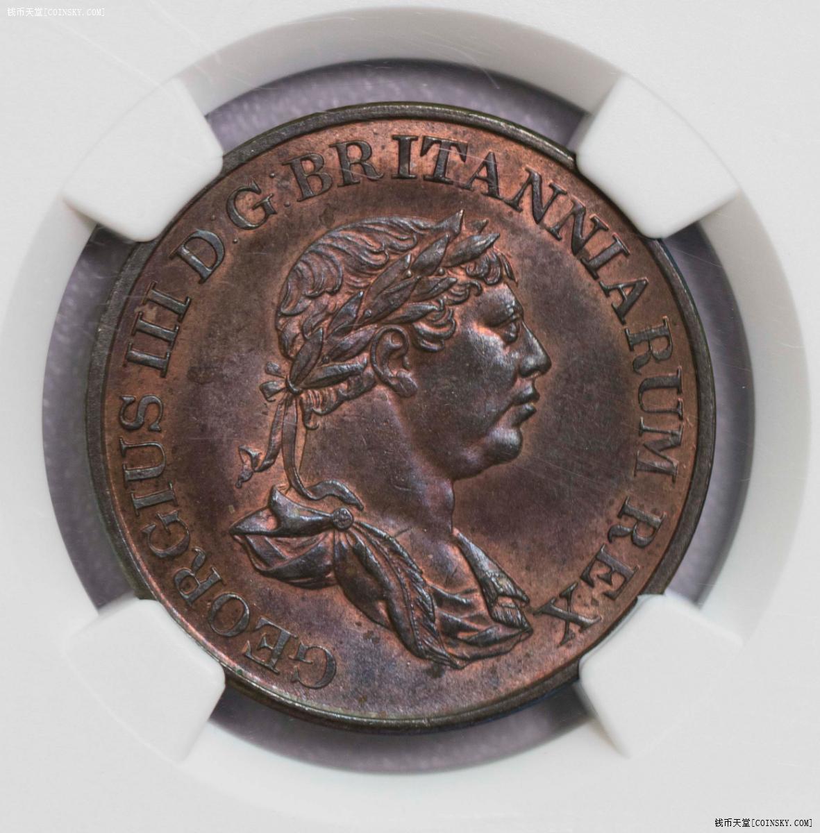 NGC-MS65RB 1815锡兰1斯提弗唯一冠军分唯一RB