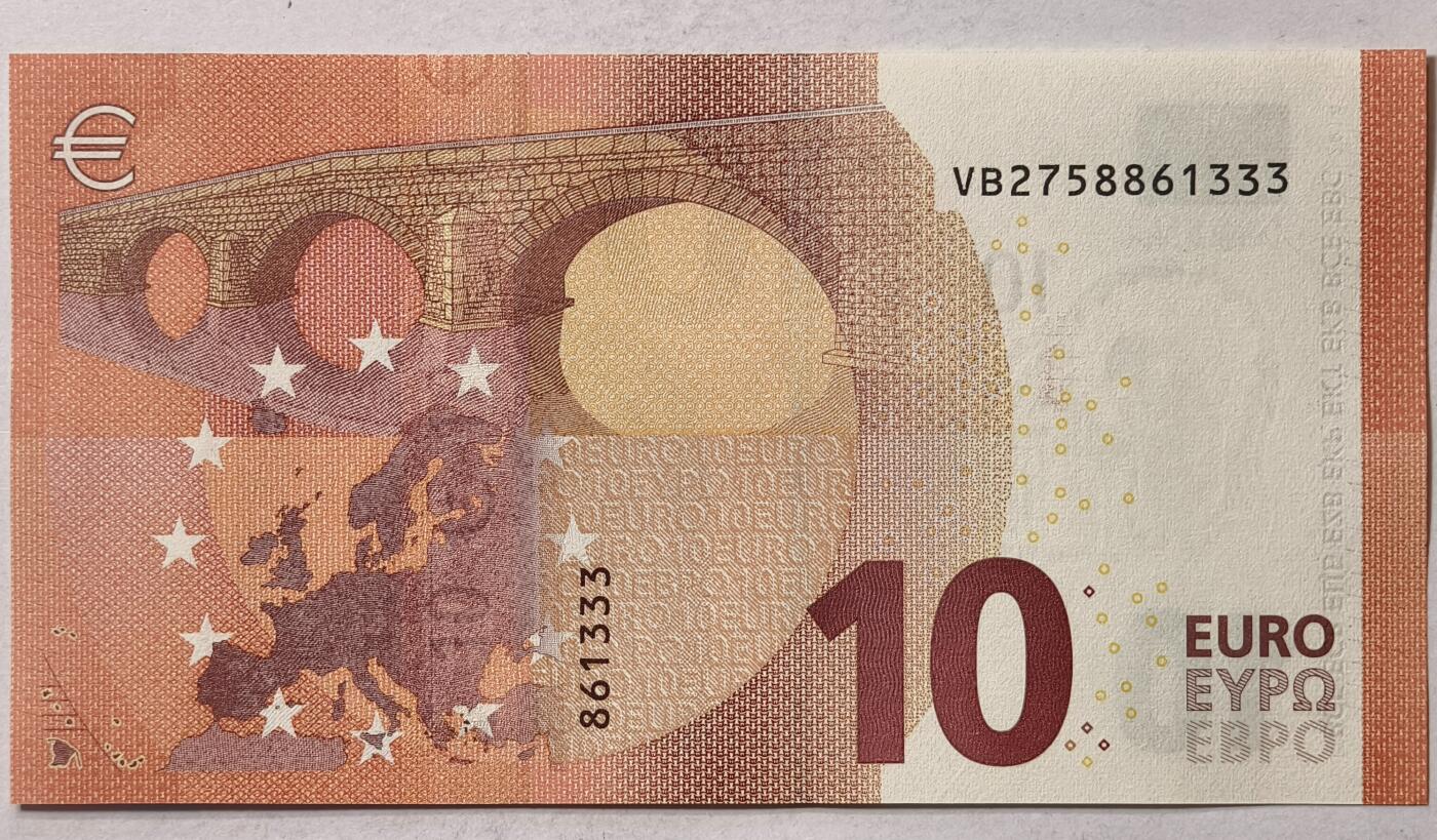 紫瑗钱币——第347期拍卖——纸币场 【豹子号3】欧元 西班牙 2014年 圣天使桥 10欧元 UNC