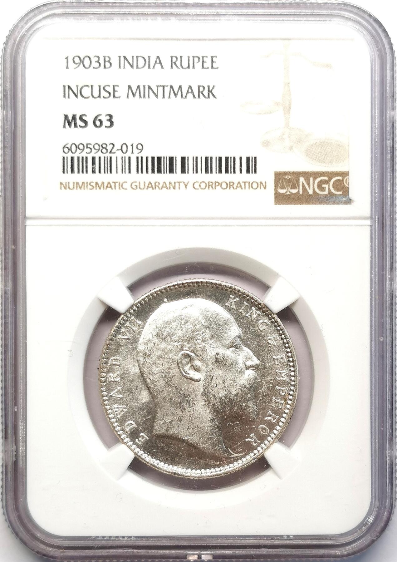 凡希社世界钱币微拍第二百六十八期 1903B英属印度爱七卢比NGC-MS63