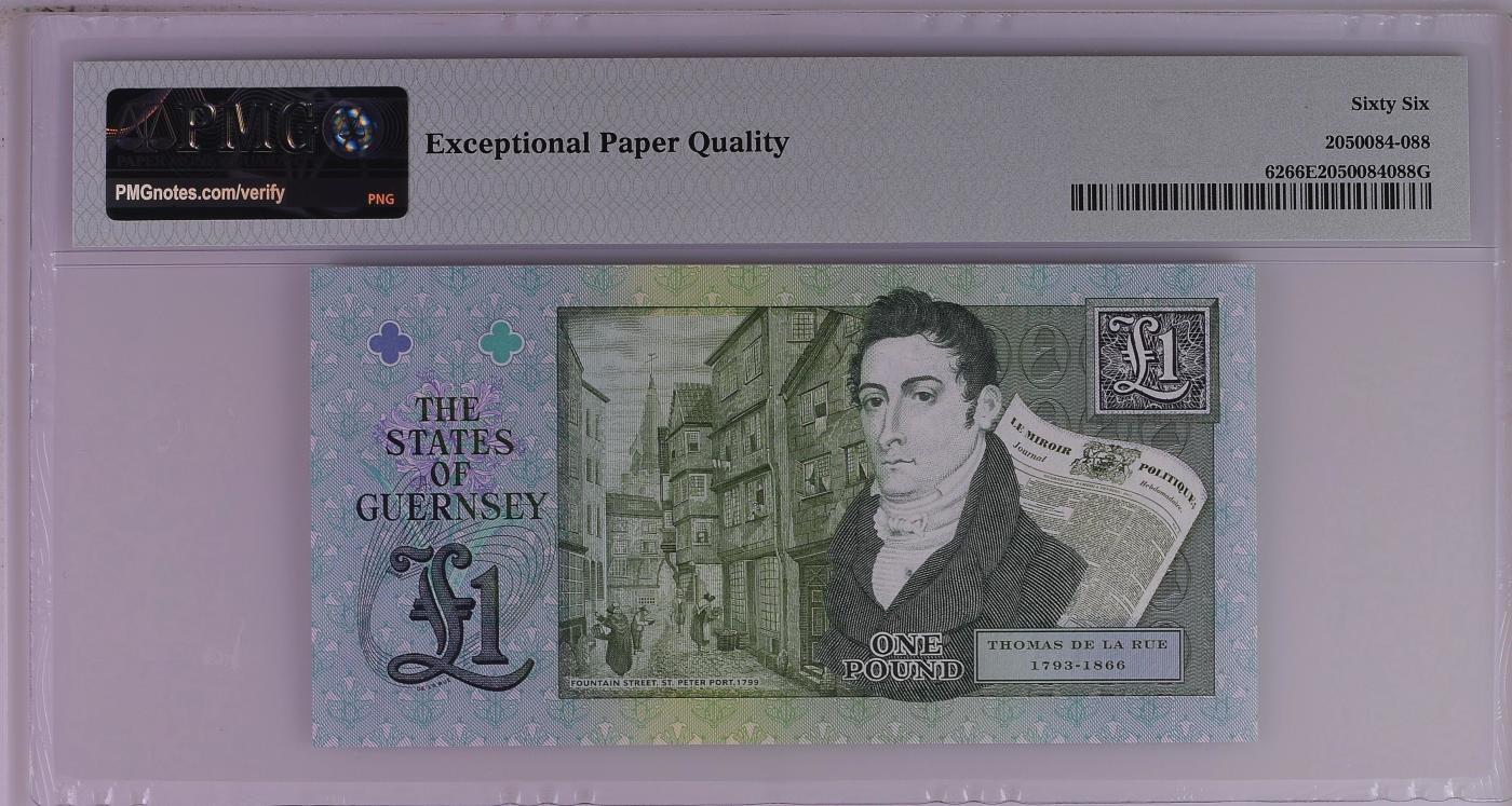 收藏联盟Quantum Auction 第345期拍卖  格恩西ND (2013)年1镑纪念钞 PMG66 千位号