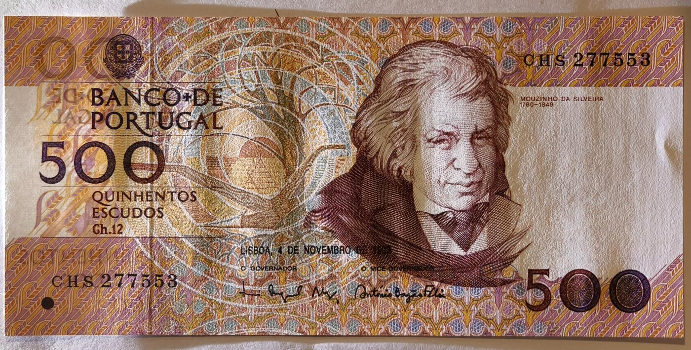 紫瑗钱币——第347期拍卖——纸币场 葡萄牙 1993年 10月4日 莫西尼奥 500埃斯库多 UNC (P-180f)