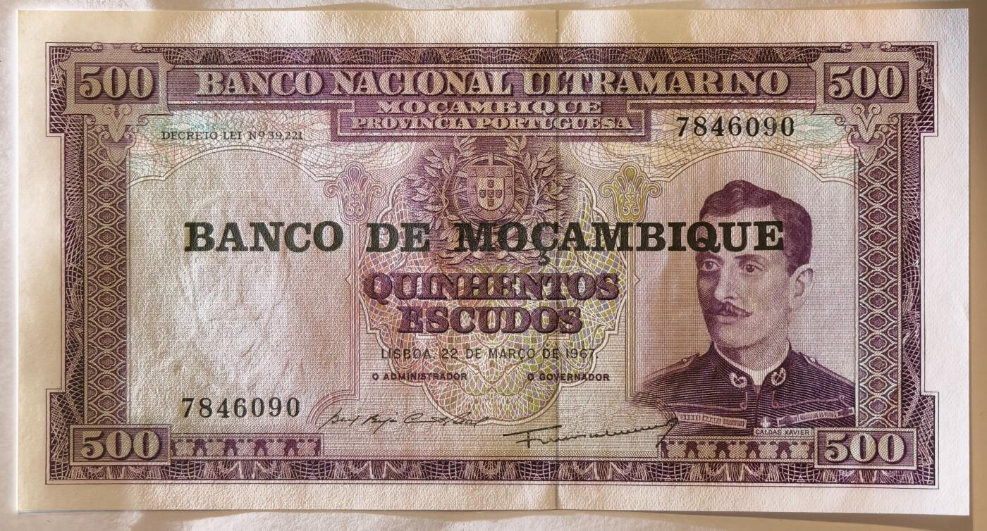 紫瑗钱币——第347期拍卖——纸币场 葡属莫桑比克 1967年 500埃斯库多 加盖 UNC