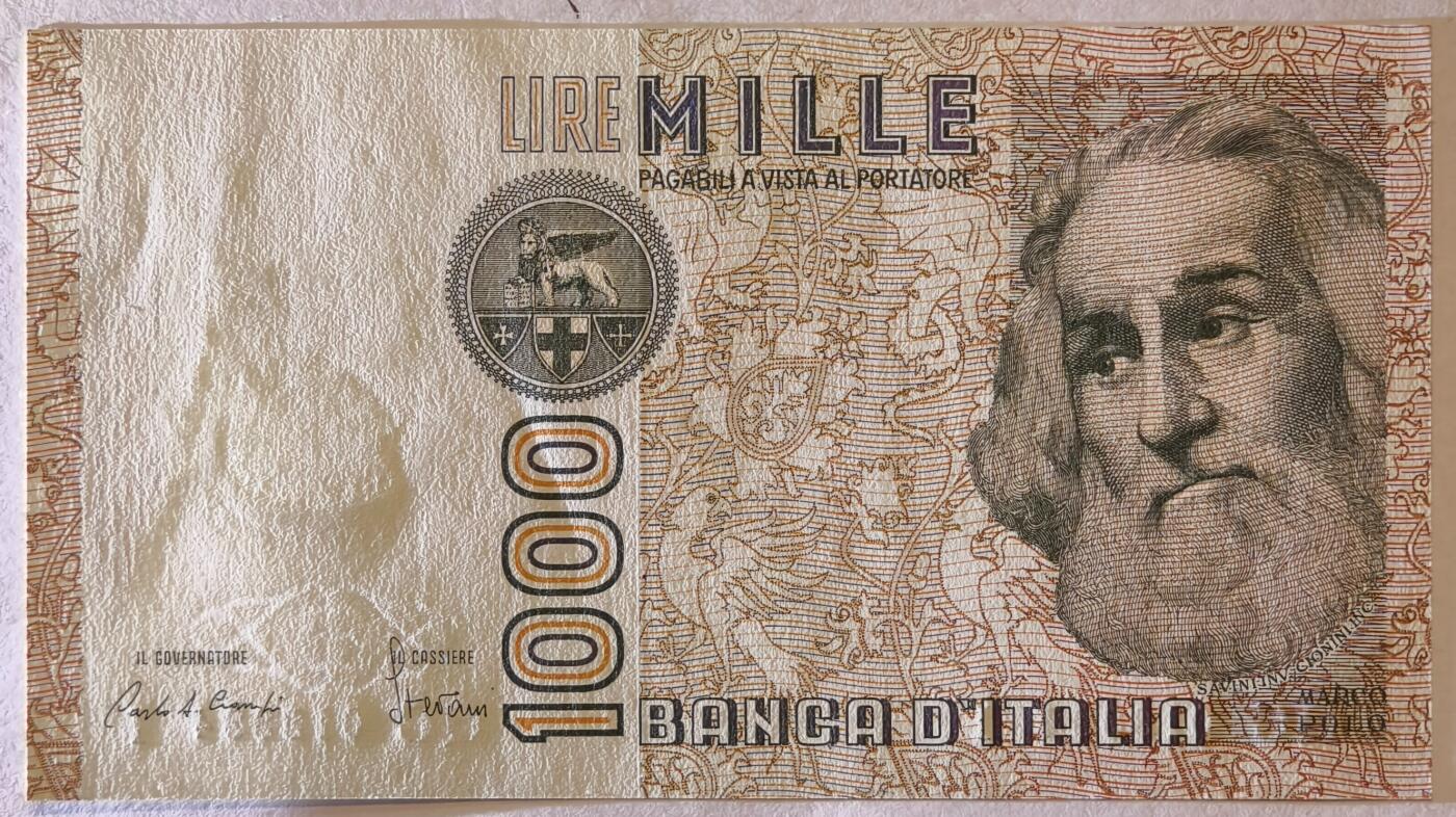 紫瑗钱币——第347期拍卖——纸币场 意大利 1982年 达·芬奇 1000里拉 UNC