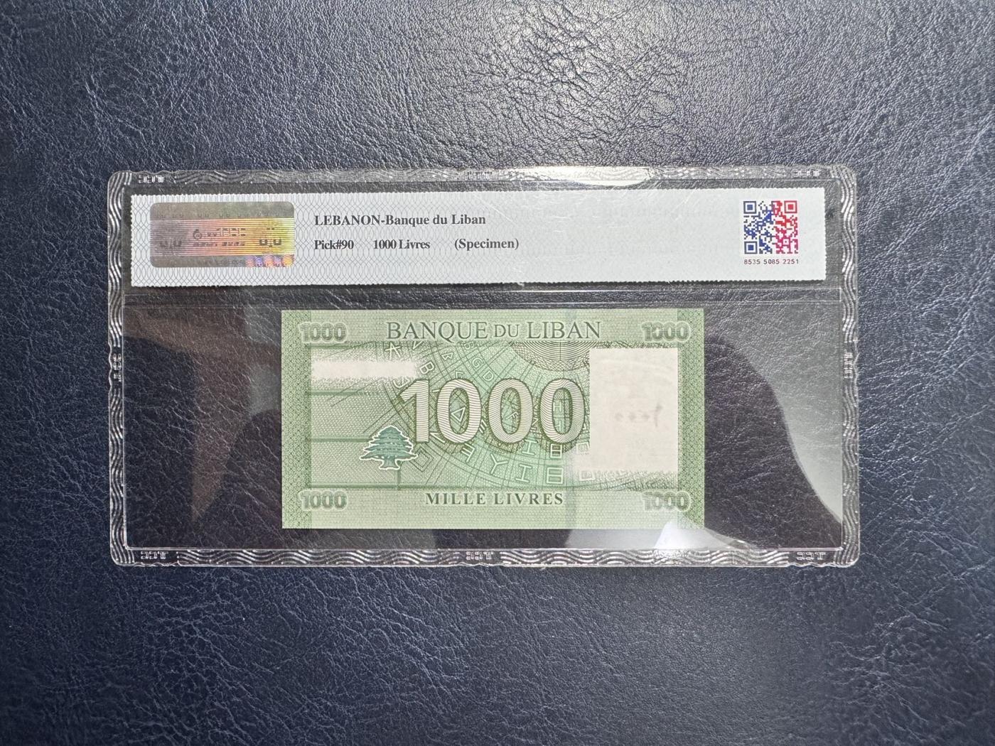 收藏联盟Quantum Auction 第345期拍卖  黎巴嫩2016年1000里弗样票 TCC 68EPQ