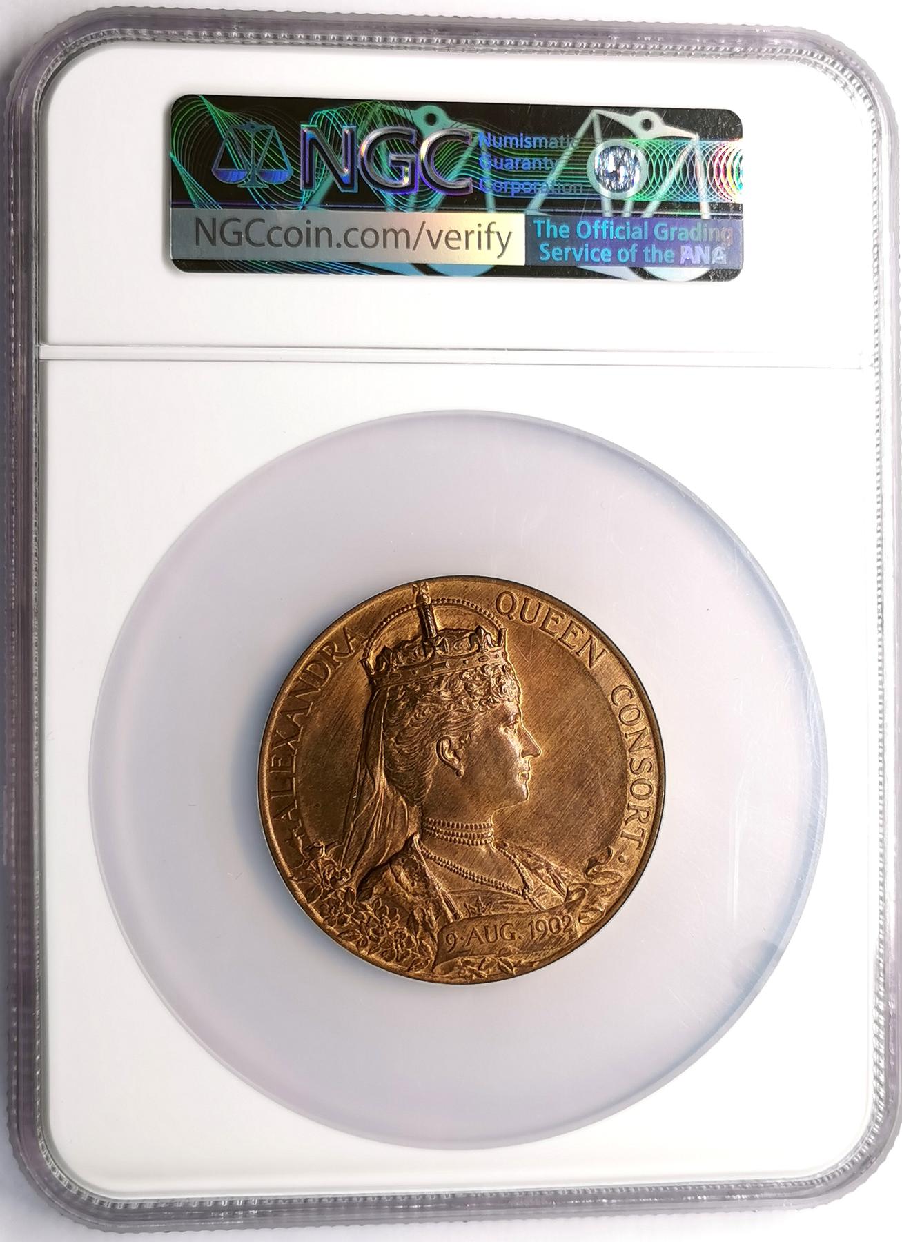 凡希社世界钱币微拍第二百六十八期 1902英国爱德华七世加冕纪念铜章NGC-MS64