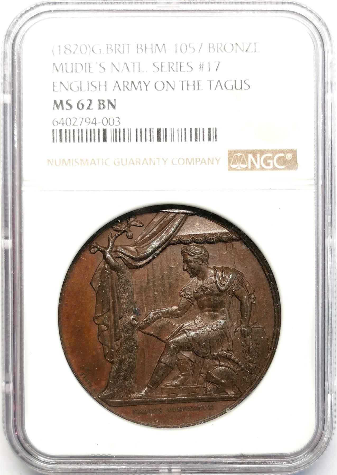 凡希社世界钱币微拍第二百六十八期 1820半岛战争英军挺进特茹河纪念铜章NGC-MS62