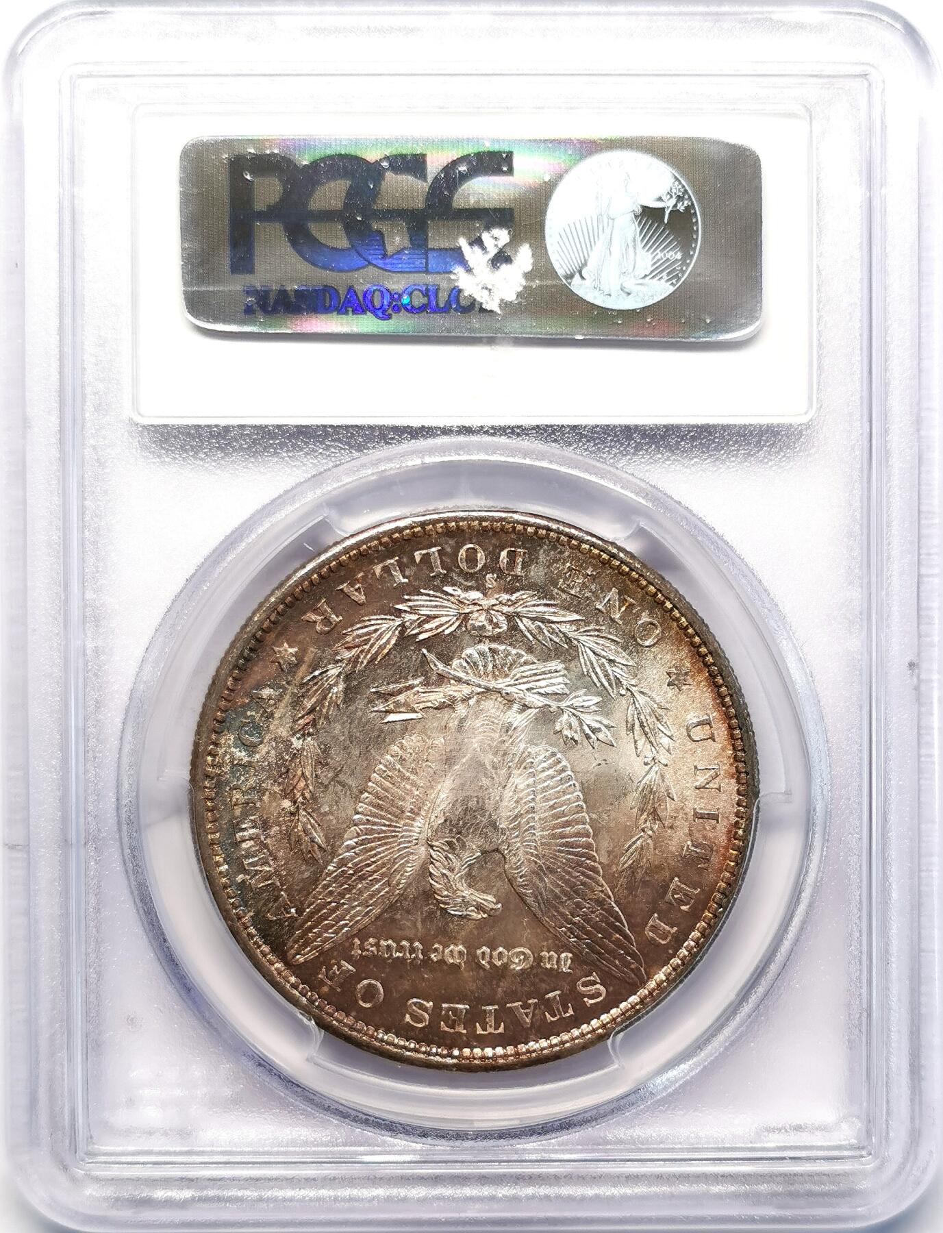 凡希社世界钱币微拍第二百六十八期 1879S美国摩根壹元PCGS-MS64，视觉极赞的紫罗兰包浆！