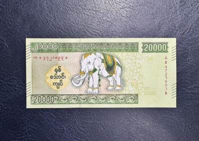 收藏联盟Quantum Auction 第345期拍卖  - 缅甸2023年20000元白象诞辰纪念一周年纪念钞 品相全新UNC 稀少