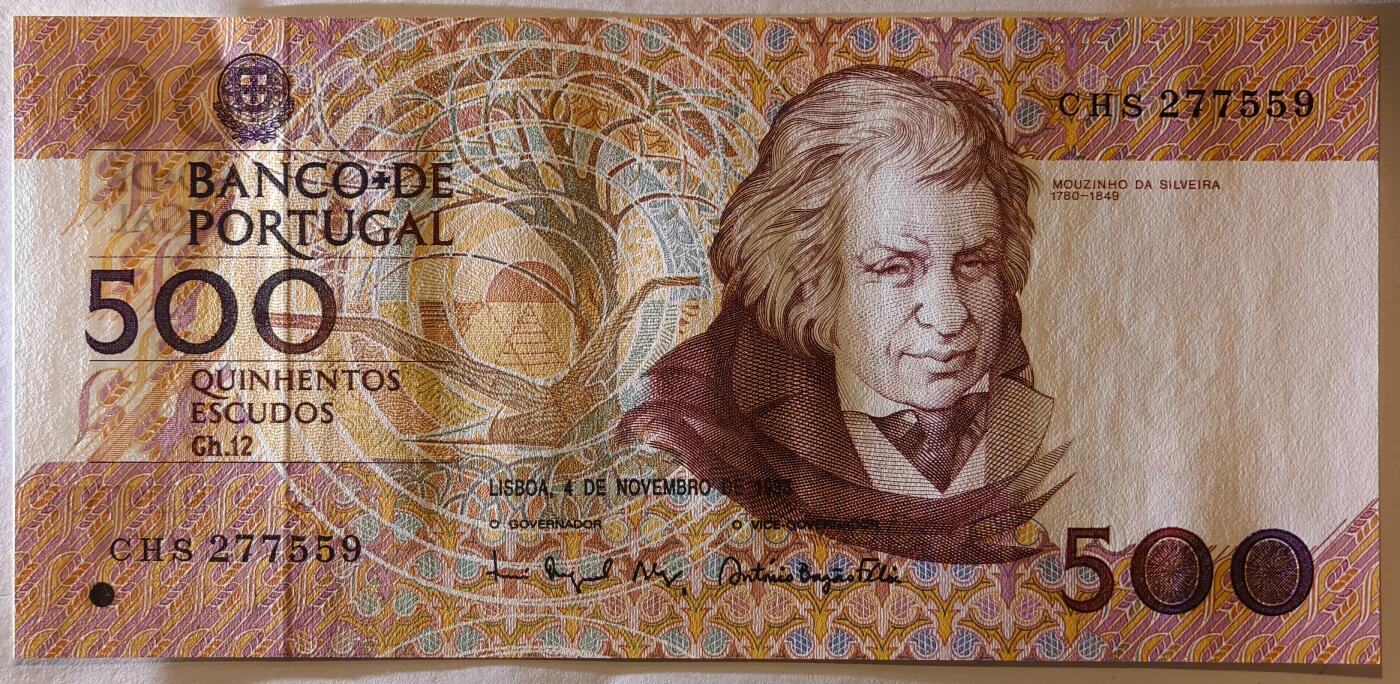 紫瑗钱币——第361期拍卖——纸币场 葡萄牙 1993年 10月4日 莫西尼奥 500埃斯库多 UNC (P-180f)