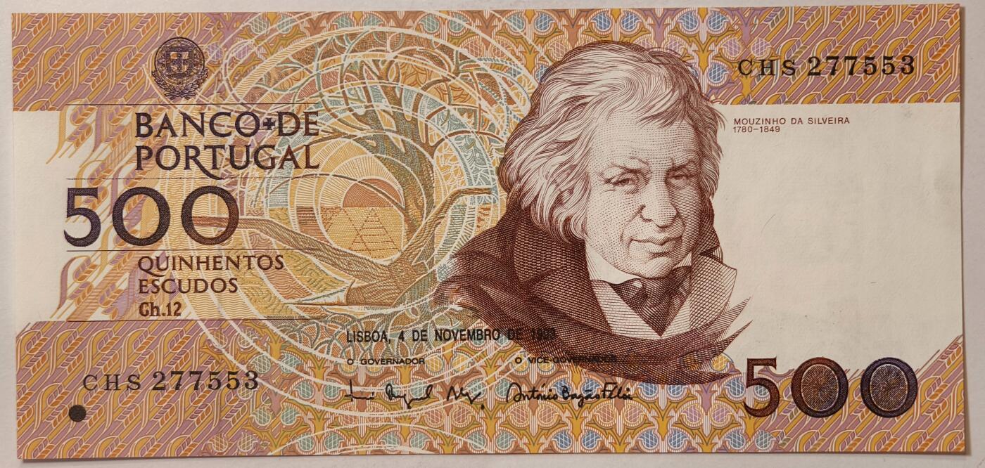 紫瑗钱币——第347期拍卖——纸币场 葡萄牙 1993年 10月4日 莫西尼奥 500埃斯库多 UNC (P-180f)