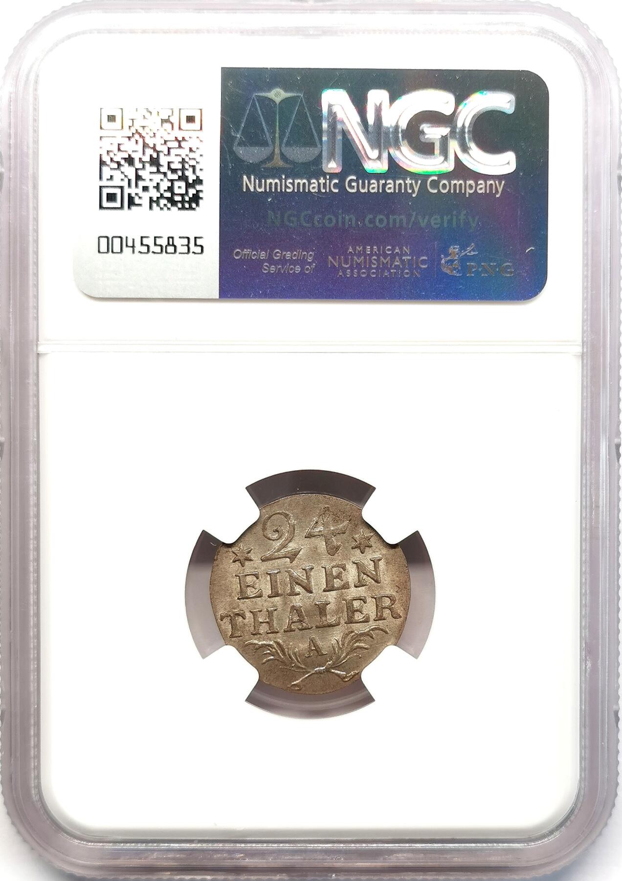 凡希社世界钱币微拍第二百六十八期 1782普鲁士1/24泰勒银辅币NGC-MS64